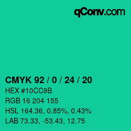 Color code: CMYK 92 / 0 / 24 / 20 | qconv.com