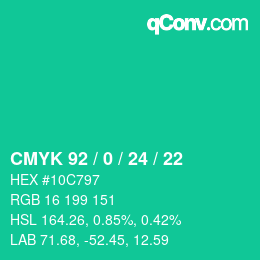 カラーコード: CMYK 92 / 0 / 24 / 22 | qconv.com