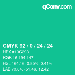 Color code: CMYK 92 / 0 / 24 / 24 | qconv.com