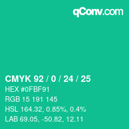 Color code: CMYK 92 / 0 / 24 / 25 | qconv.com