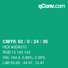 Color code: CMYK 92 / 0 / 24 / 36 | qconv.com