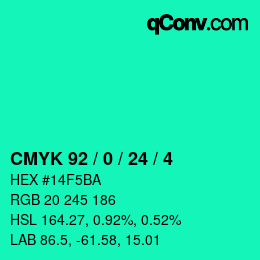 Color code: CMYK 92 / 0 / 24 / 4 | qconv.com