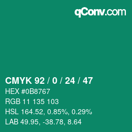 Color code: CMYK 92 / 0 / 24 / 47 | qconv.com