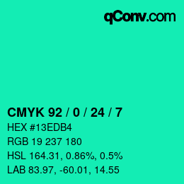 カラーコード: CMYK 92 / 0 / 24 / 7 | qconv.com