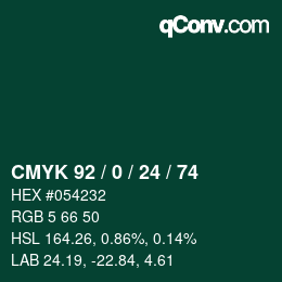 颜色代码: CMYK 92 / 0 / 24 / 74 | qconv.com