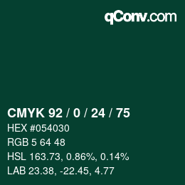 颜色代码: CMYK 92 / 0 / 24 / 75 | qconv.com