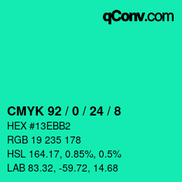 Farbcode: CMYK 92 / 0 / 24 / 8 | qconv.com