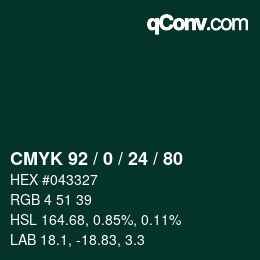 Color code: CMYK 92 / 0 / 24 / 80 | qconv.com