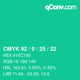 Farbcode: CMYK 92 / 0 / 25 / 22 | qconv.com