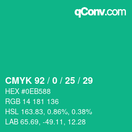 Color code: CMYK 92 / 0 / 25 / 29 | qconv.com