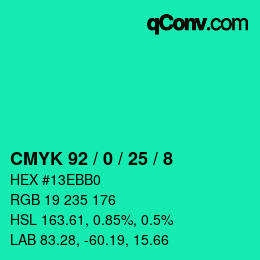 Color code: CMYK 92 / 0 / 25 / 8 | qconv.com