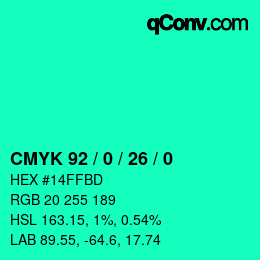 颜色代码: CMYK 92 / 0 / 26 / 0 | qconv.com