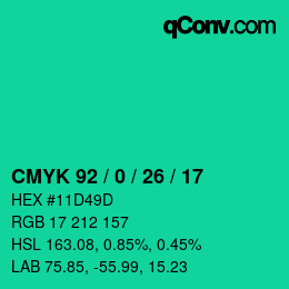 Color code: CMYK 92 / 0 / 26 / 17 | qconv.com