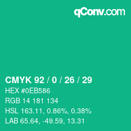 Color code: CMYK 92 / 0 / 26 / 29 | qconv.com