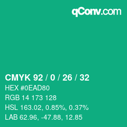 カラーコード: CMYK 92 / 0 / 26 / 32 | qconv.com
