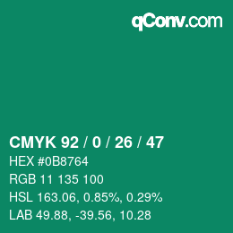 Color code: CMYK 92 / 0 / 26 / 47 | qconv.com