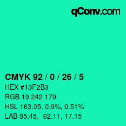 カラーコード: CMYK 92 / 0 / 26 / 5 | qconv.com