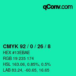 Color code: CMYK 92 / 0 / 26 / 8 | qconv.com