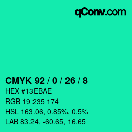 Color code: CMYK 92 / 0 / 26 / 8 | qconv.com