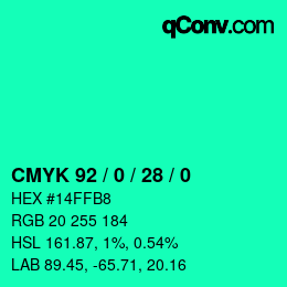 Color code: CMYK 92 / 0 / 28 / 0 | qconv.com