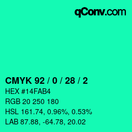 Color code: CMYK 92 / 0 / 28 / 2 | qconv.com