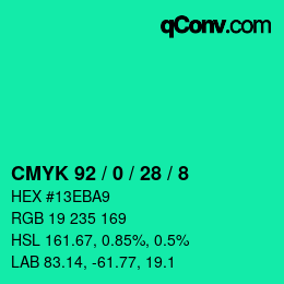 Color code: CMYK 92 / 0 / 28 / 8 | qconv.com