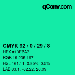 Color code: CMYK 92 / 0 / 29 / 8 | qconv.com