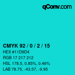 カラーコード: CMYK 92 / 0 / 2 / 15 | qconv.com