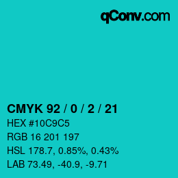 カラーコード: CMYK 92 / 0 / 2 / 21 | qconv.com