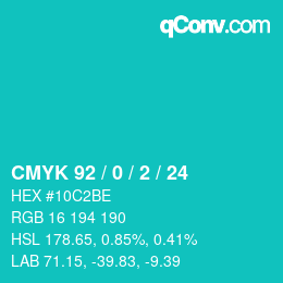 カラーコード: CMYK 92 / 0 / 2 / 24 | qconv.com