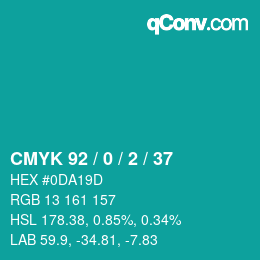 Color code: CMYK 92 / 0 / 2 / 37 | qconv.com
