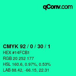 Color code: CMYK 92 / 0 / 30 / 1 | qconv.com