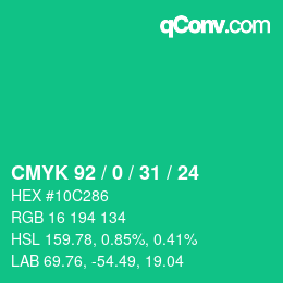 Color code: CMYK 92 / 0 / 31 / 24 | qconv.com