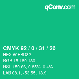 Color code: CMYK 92 / 0 / 31 / 26 | qconv.com
