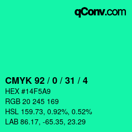 カラーコード: CMYK 92 / 0 / 31 / 4 | qconv.com