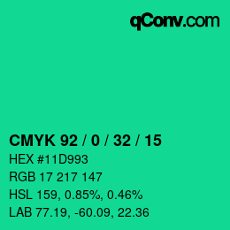 Color code: CMYK 92 / 0 / 32 / 15 | qconv.com