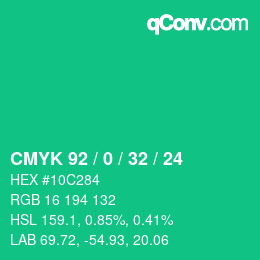 Color code: CMYK 92 / 0 / 32 / 24 | qconv.com