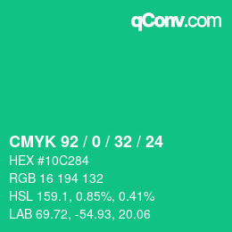 カラーコード: CMYK 92 / 0 / 32 / 24 | qconv.com