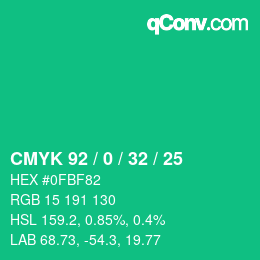 Color code: CMYK 92 / 0 / 32 / 25 | qconv.com