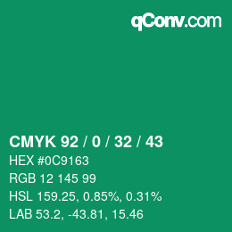 Color code: CMYK 92 / 0 / 32 / 43 | qconv.com