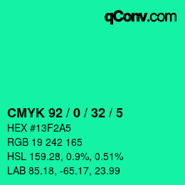 Color code: CMYK 92 / 0 / 32 / 5 | qconv.com