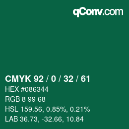 Color code: CMYK 92 / 0 / 32 / 61 | qconv.com