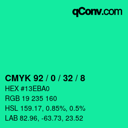 Color code: CMYK 92 / 0 / 32 / 8 | qconv.com