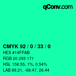Color code: CMYK 92 / 0 / 33 / 0 | qconv.com
