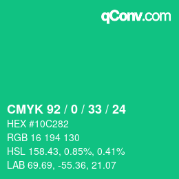 Color code: CMYK 92 / 0 / 33 / 24 | qconv.com
