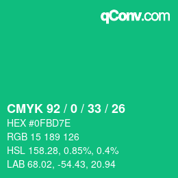 Color code: CMYK 92 / 0 / 33 / 26 | qconv.com