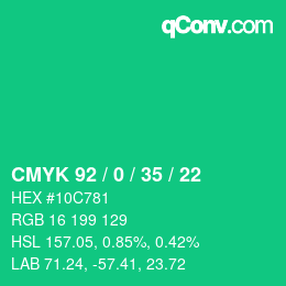 Color code: CMYK 92 / 0 / 35 / 22 | qconv.com