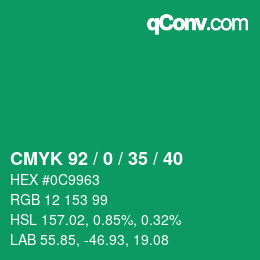 Color code: CMYK 92 / 0 / 35 / 40 | qconv.com