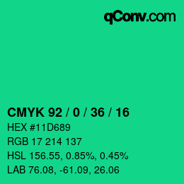 Color code: CMYK 92 / 0 / 36 / 16 | qconv.com