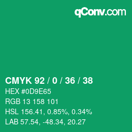 Color code: CMYK 92 / 0 / 36 / 38 | qconv.com